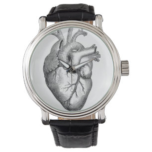 Montre Illustration blanche noire simple de coeur