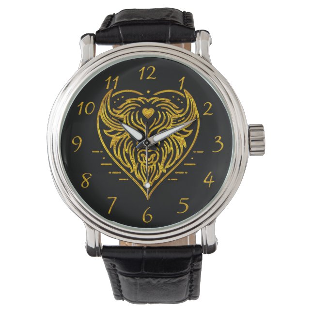 Montre Illustration de bison Buffalo dans la conception d (devant)