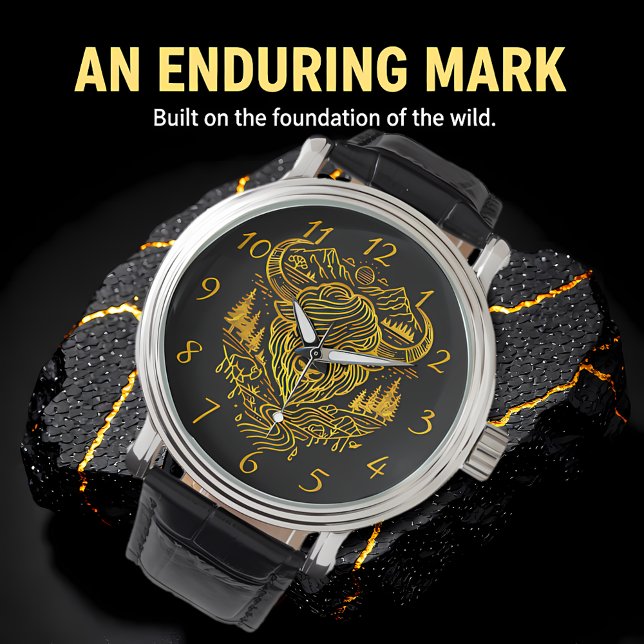 Montre Illustration de bison Buffalo dans un paysage Pitt (Créateur téléchargé)