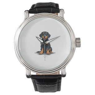 Montre Illustration de dos de chien noir et bronzé vintag
