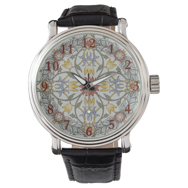 Montre Illustration de fleurs en cercle de William Morris (devant)