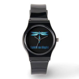 Montre Illustration de la libellule bleue en vol