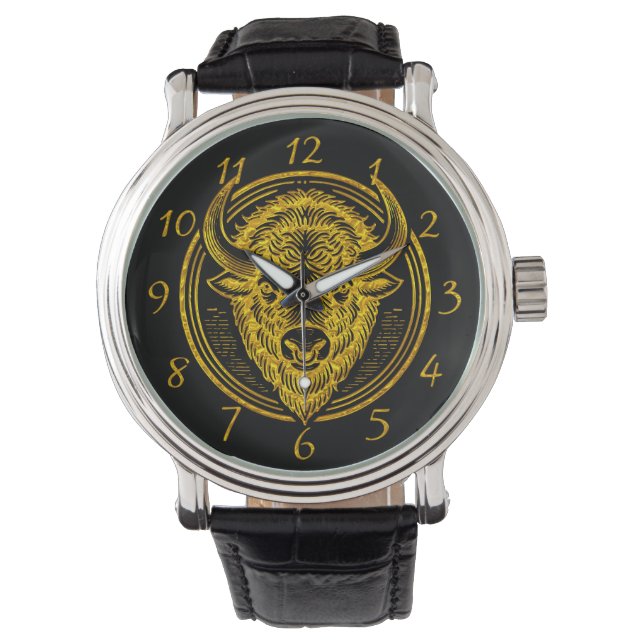 Montre Illustration de la tête de bison complexe (devant)