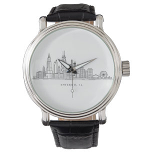 Montre Illustration de la ville de Chicago IL