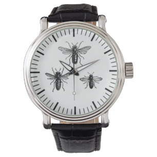 Montre Illustration de l'abeille vintage et des abeilles