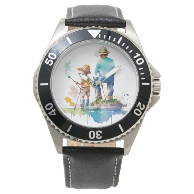Montre Illustration de l'aquarelle Père et Fils Ai Art (devant)