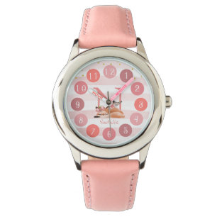 Montre Illustration de renard doré Sweet Monogramme Watc