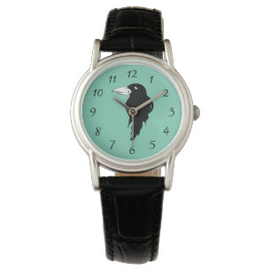 Montre Illustration d'oiseaux de corbeau noir