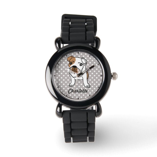 Montre Illustration du chien de taureau anglais mignon (Recto)