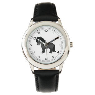 Montre Illustration du dessin animé Black Shetland Pony C