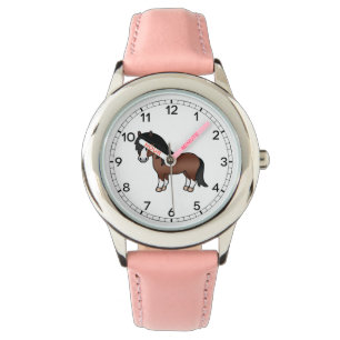 Montre Illustration du dessin animé Brown Shetland Pony C