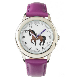 Montre Illustration du dessin animé du Cheval Trotting Br