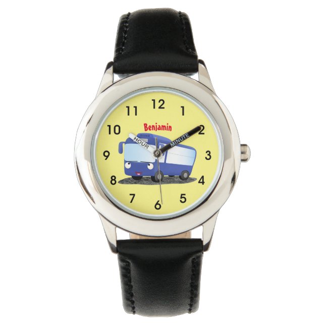 Montre Illustration d'un bus moderne bleu mignon (devant)