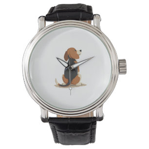 Montre Illustration d'un chien Beagle vintage vu de dos A