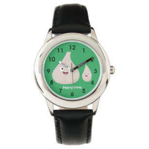 Montre Illustration végétale de caricature à l'ail mignon
