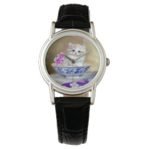 Montre Illustration vintage de chaton blanc