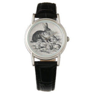 Montre Illustration vintage de la famille de lapins, lapi