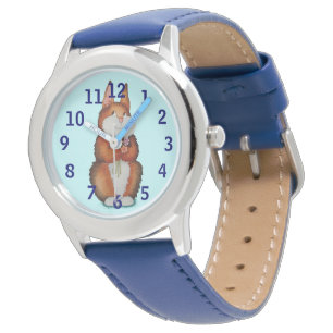 Montre image de lapin brun mignon de sourire