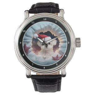 Montre Image de scène de Noël avec un adorable chiot malt