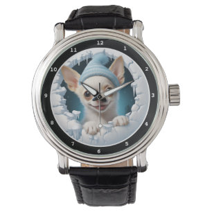 Montre Image de scène hivernale avec un chiot Chihuahua m