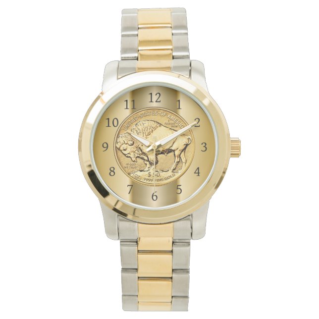 Montre Image d'une pièce d'or de Buffalo américain (devant)