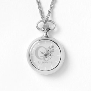 Montre Image florale avec chiffres, nom et femmes initial