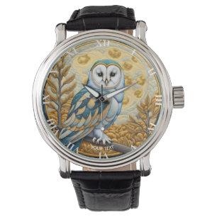 Montre Imaginaire Chouette mignonne Lune Arbres