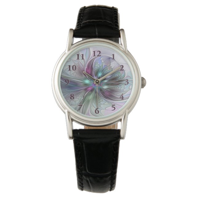 Montre Imaginaire coloré Abstrait Fleur fractale moderne (devant)