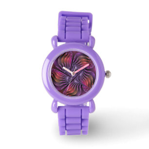 Montre Imaginaire coloré Abstrait Trippy Violet Fractal