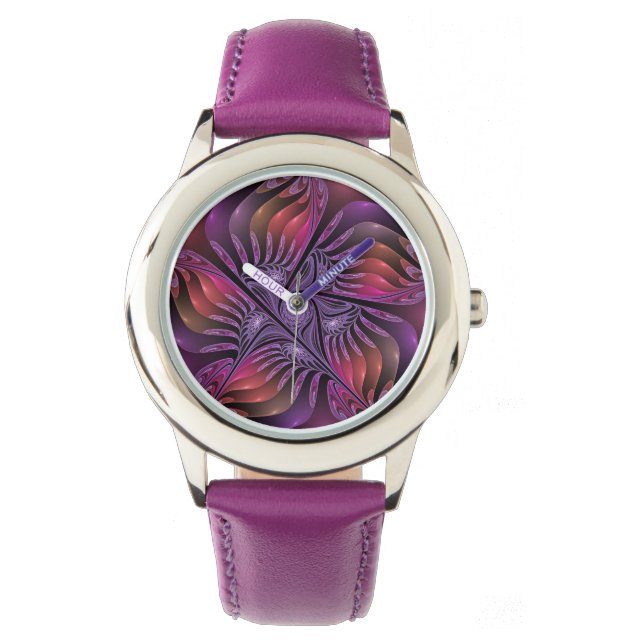 Montre Imaginaire coloré Abstrait Trippy Violet Fractal (devant)