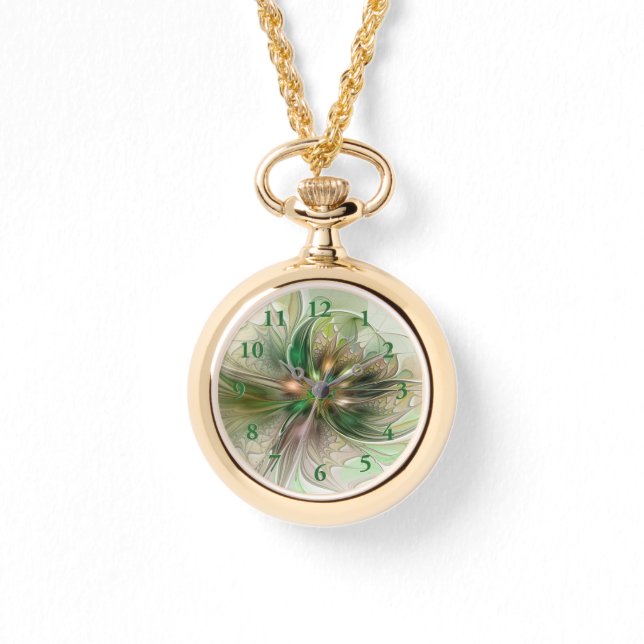 Montre Imaginaire coloré Moderne Fleur Fractale Abstraite (Recto)