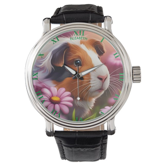 Montre Imaginaire Cute Guinée Fleurs de porc (devant)