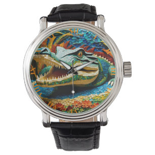 Montre Imaginaire Cute Vivid Mosaic Crocodile Mer