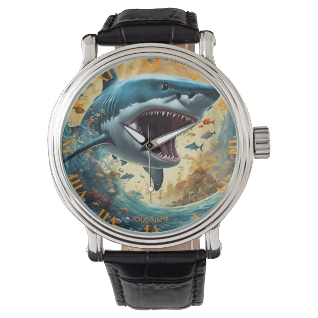 Montre Imaginaire Fleurs Vivides Vagues Requin (devant)