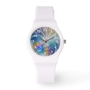 Montre Imaginaire Floral, Fleur Fractale Abstraite coloré