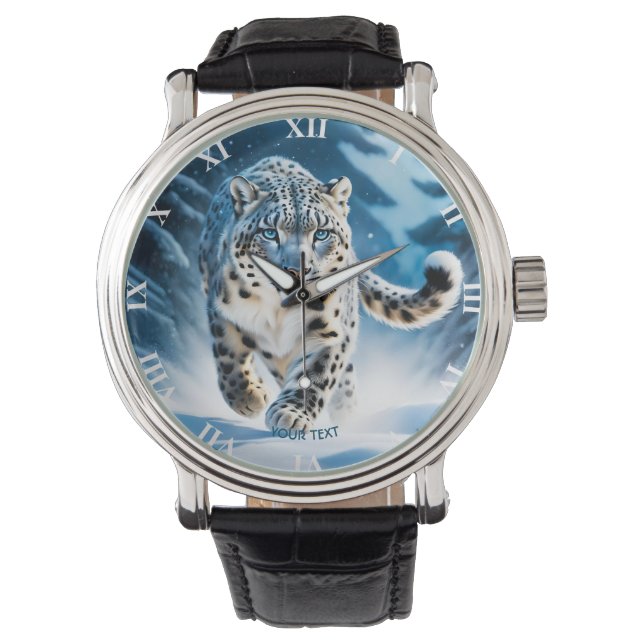 Montre Imaginaire mignon léopard de neige en course (devant)