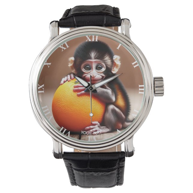 Montre Imaginaire mignon singe bébé orange (devant)