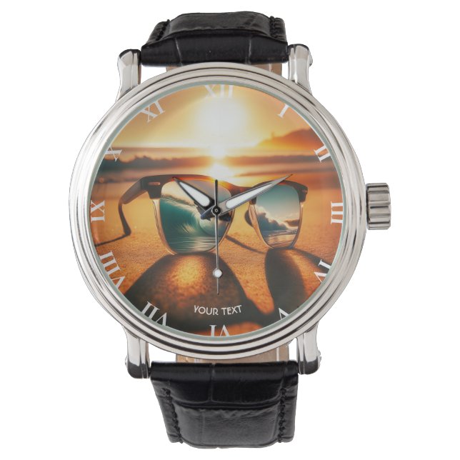 Montre Imaginaire Mignonnes Lunettes Plage de coucher de  (devant)