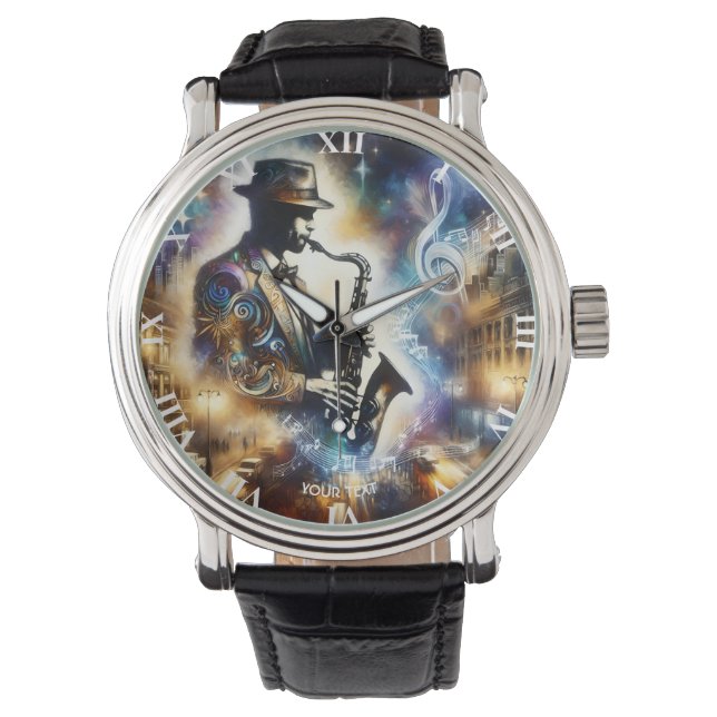 Montre Imaginaire musicien de rue mignonne Saxophone (devant)