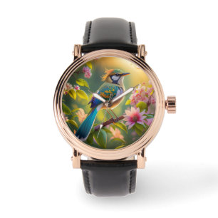 Montre Imaginaire Turquoise à ailes vert