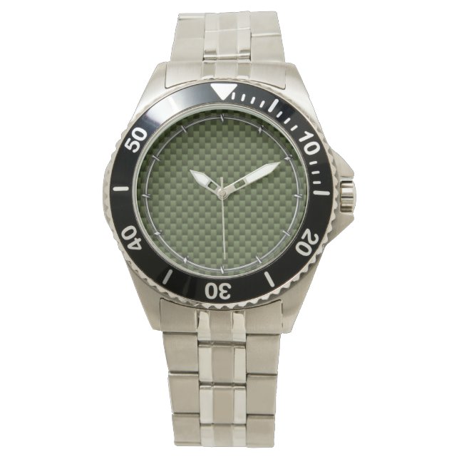 Montre Impression de fibre de carbone verte de l'Armée (devant)