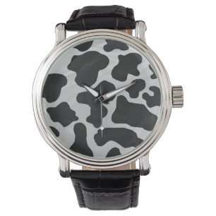 Montre Impression noire et blanche de vache