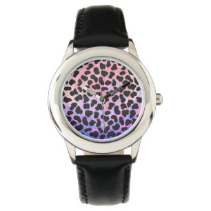 Montre Impression noire et rose dalmate