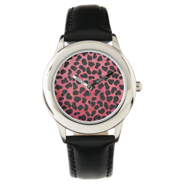 Montre Impression noire et rouge dalmate (devant)