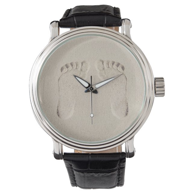 Montre Impression pieds nus dans le sable de plage (devant)