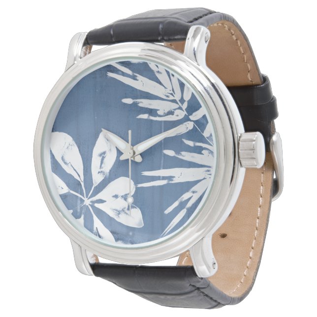 Montre Impressions tropicales Indigo - Verdure tropicale (Incliné)