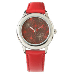 Montre - Imprimé floral rouge