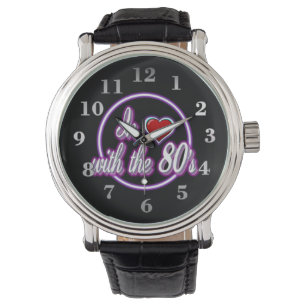 Montre In Love With The 80's Retro Purple Neon Logo Watch