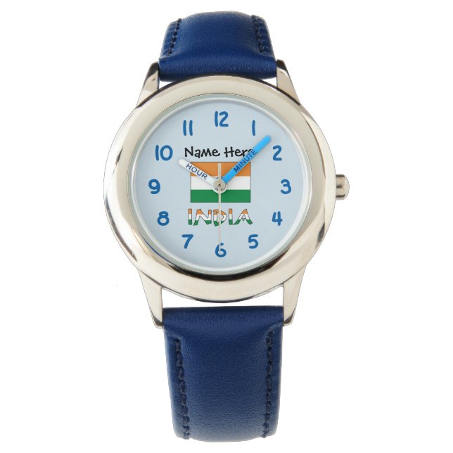 Montre India and Indian Flag with Your Name (devant)