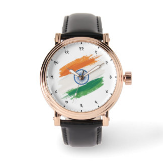 Montre Indian Tricolor Flag with Hindi Sanskrit Numerals